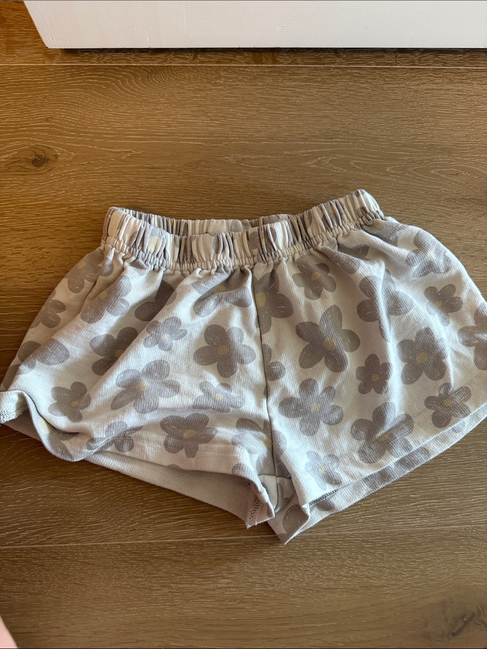 Rylee + Cru Cream Shorts with Taupe Floral Print 6-7
